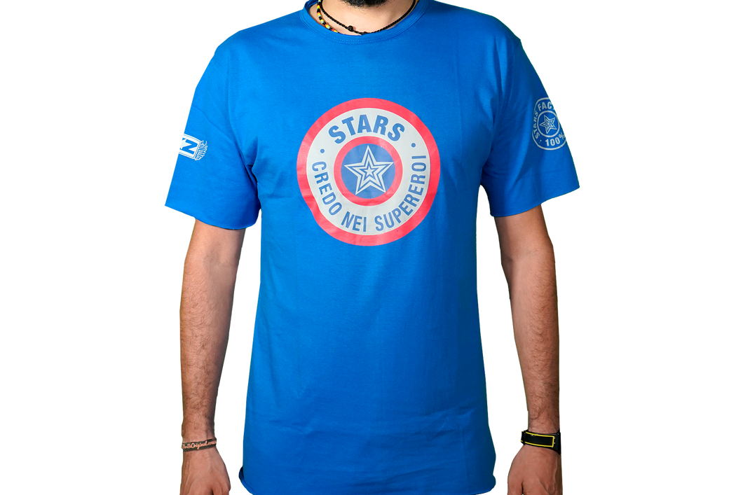 T-Shirt Credo Nei Supereroi Light Blue